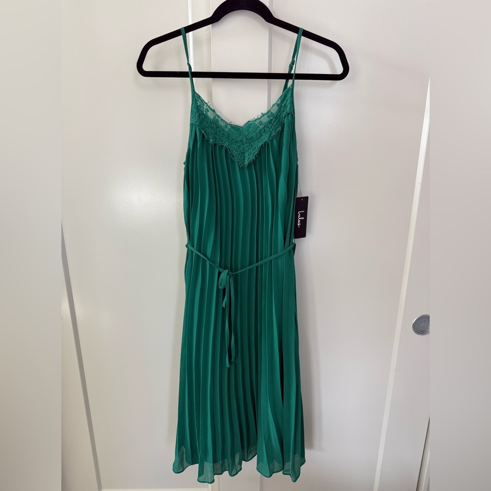 NWT Pleated Green Midi Dress (Size S)
